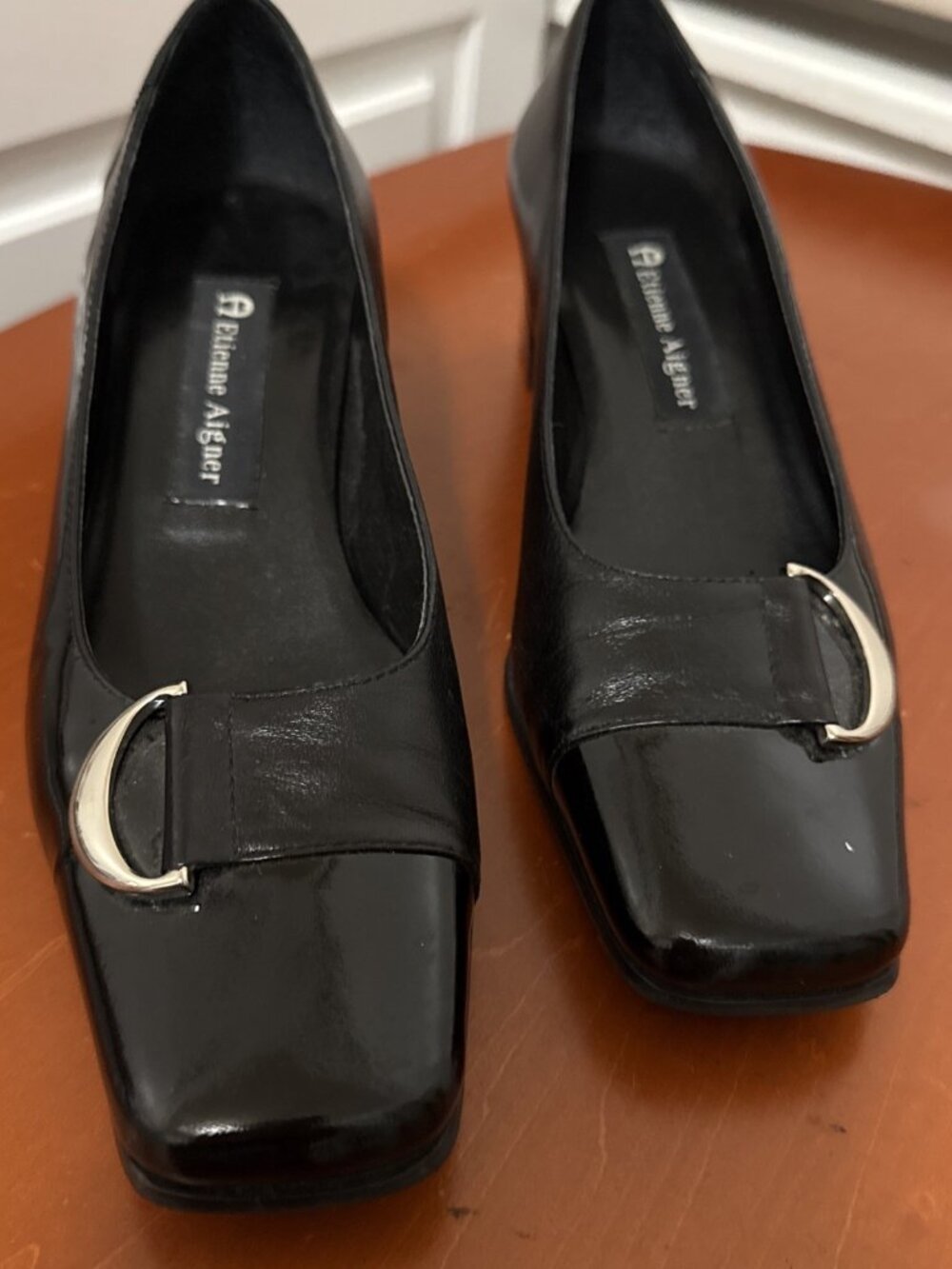 NWOB Etienne Aigner Size 6 Manzoni Black Heel Shoes Well-Made, Designer Slip On